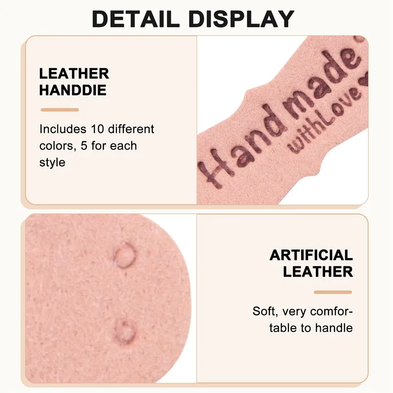 60pcs PU Leather Labels Handmade Sewing Patches Appliques Labels For