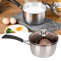 16cm Saucepan with Lid Set - Small Stainless Steel Multipurpose Pot for Kitchen Cooking, Visible Lid & Heat-proof Handle, Dishwasher Safe. 