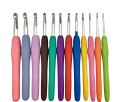 Crochet Hook Knitting Needle Set. 1 Piece. Multicolored Rubber Handle Aluminum Body. 2 MM TO 10 MM. 