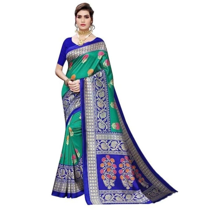 SBM Floral Printed Kalamkari Aet Silk Saree