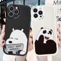 Hontinga for Realme X Back Cover PU Leather We Bare Bears Print Soft Silicone Edge Phone Case. 