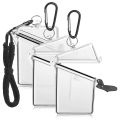 3 Pack Transparent Card Cover with Lanyard,Clear Waterproof Card Holder Lanyards for Id Badges and Keys. 