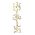 Om Swastik Trishul Car Hanging Brass Tri Shakti Yantra 30Gram. 