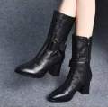 Fashion boots 2024 Spring/Autumn/Winter new pointed side zipper retro women's bow for comfortable and versatile mid length boots. 
