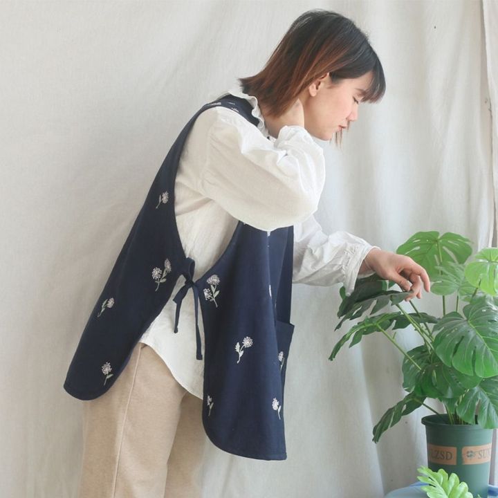 Multipurpose%20Round%20Neck%20Apron%20Vest%20Cotton%20Sleeveless%20Embroider%20Pullover%20Japanese%20Solid%20Color%20Coffee%20House%20Uniform%20Clothing%20Accessories%20-%20Image%207