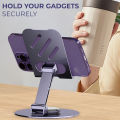 Adjustable Full Metal Phone Holder 360° Rotation Aluminum Stand for Mobile Devices. 