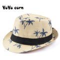 New goodsgrassWork 4 color knitted sun hat children's RN summer grass YOYOCO beach sun hat Trilby panama hat boys girls children's hands. 