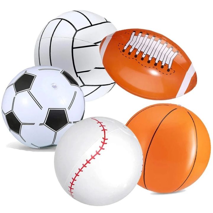 Rugby Inflatable Football Water Games Blow Up Basketball Inflatable Baseball Sport Balls Beach Ball Inflatable Toy Ball Swimming Pool