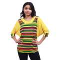 Multicolor Fancy Design Quarter Sleeve Tunic For Women. 