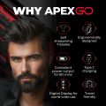 Beardo Apex Go Trimmer for Men - 80-Min Run Time - Powerful 5500 RPM motor - Compact Travel-Friendly Design - Self-Sharpening Blades, 3 Comb Attachments, Type-C Charging, Digital Display | Gift For Brother & Friends. 