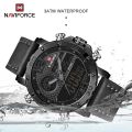 NAVIFORCE  Nf9134 Men Luxury Sports Military Leather Wrist Strap Analog Digital Quartz Double Time Watch. 