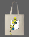 Minions Printed Cotton Tote Bag | White & Black. 
