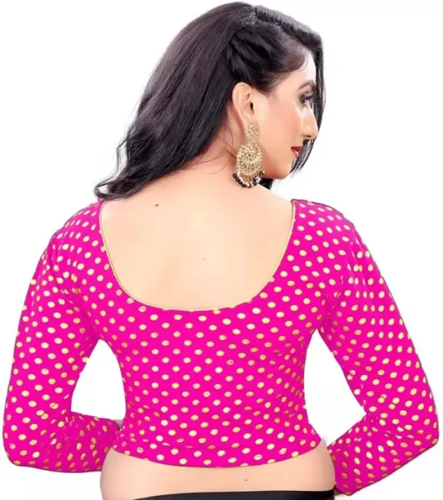 Pink%20Readymade%20Stretchable%20Blouse%2028%20to%2048%20Size%20Cotton%20Lycra%20for%20Women%20-%20Image%203