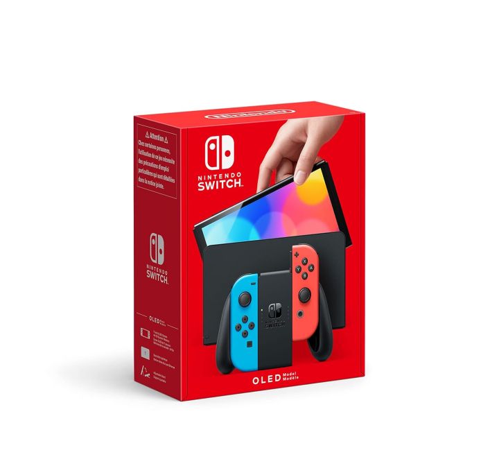 Nintendo Switch OLED Model Enhanced Audio, 64GB Storage, (Neon Red/Neon Blue) – 7" OLED Screen, Handheld & TV Docking Console