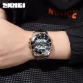 SKMEI 1850 Multifunction 3Time Analog Digital Stainless Steel watch For Men. 