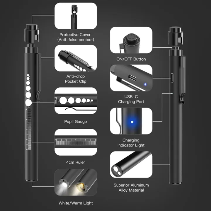 Rechargeable%20Pen%20Lights%20with%20Pupil%20Gauge%20&%20Ruler%20for%20Nurses%20Doctors,%20Echargeable,%202Pcs%20-%20Image%208