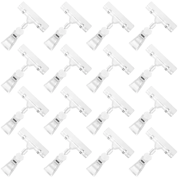 Price Clips FORIDE 16Pcs Clear Sign Clips Plastic Clip Sign Holder Stand, Swivel ...