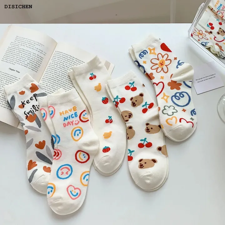 DISICHEN%20Profesional%20New%20Japanese%20Cute%20Cartoon%20Bear%20Girl%20Stockings%20Tide%20Tube%20Socks%20Candy%20Color%20Cotton%20Socks%20-%20Image%202