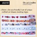 Brustro Die-Cut Creations Washi Tapes | Set of 5 | 15 mm x 3 mtrs. 