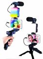 RGB AY-49 RGB LED Vlogging Kit with Lightweight Tripod, High-Sensitivity Microphone. 