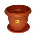 GEM Brown Plastic 14  Diameter Flower Pot With Plate - 8004 - Extra Large 1 pair. 