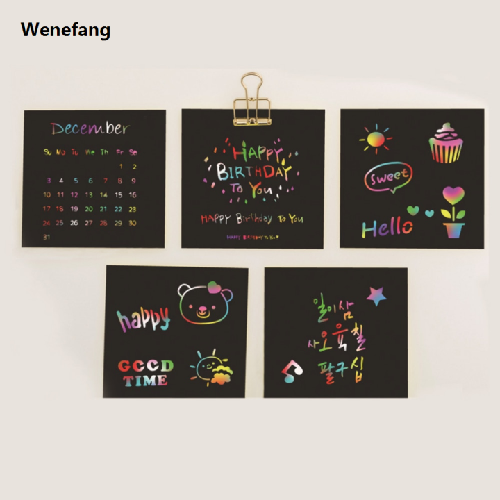 Wenefang%20100pcs%20Montessori%20Rainbow%20Scratch%20Mini%20Notes%20Paper%20Pad%20Cards%20with%20Drawing%20Stencil%20Children%20Kids%20Draw%20Painting%20Toys%20Craft%20Gift%20-%20Image%205