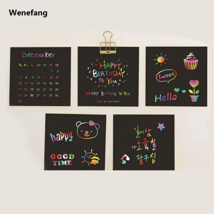 Wenefang%20100pcs%20Montessori%20Rainbow%20Scratch%20Mini%20Notes%20Paper%20Pad%20Cards%20with%20Drawing%20Stencil%20Children%20Kids%20Draw%20Painting%20Toys%20Craft%20Gift%20-%20Image%205