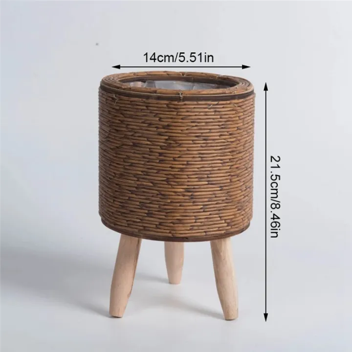 Vintage%20Imitation%20Rattan%20Woven%20Flower%20Shelf%20Handmade%20Storage%20Basket%20with%20Wooden%20Legs%20Plant%20Pot%20Stand%20Holder%20Easy%20Install%20,E%20-%20Image%205
