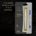 Parker Galaxy Stainless Steel Gold Trim Roller Ball Pen. 