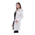 Check Long Outer Coat For Women - Multicolor | Fashion Knee Length Full Sleeves Outer Coat with Front Pocket For Women. 