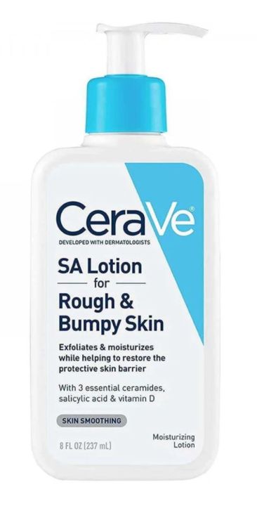 Cerave SA Lotion For Rough & Bumpy Skin (237ml), Daily moisturizer, Cera Ve Lotion, To Treat  Keratosis Pilaris, Exfoliating lotion for rough skin, Skin-smoothing lotion, Cerave salicylic acid lotion,  Hydrating lotion for rough skin,