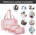 Multipurpose Clear washbag Pouch Set of 3, Clear Pouch for Makeup and wash Bag for Travel Waterproof Cosmetic Bag, Storage Organiser and Toiletry kit. 