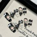 Yihe handmade wearing nails, dark punk style, mart, cute checks, bows, detachable nails, nail art stickers. 