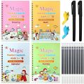 4 Pcs Magic Practice Copybook For Kids, Handwriting English Reusable Magical Practice Copy Books For Kids Tracing Book Letter Writing Book. 