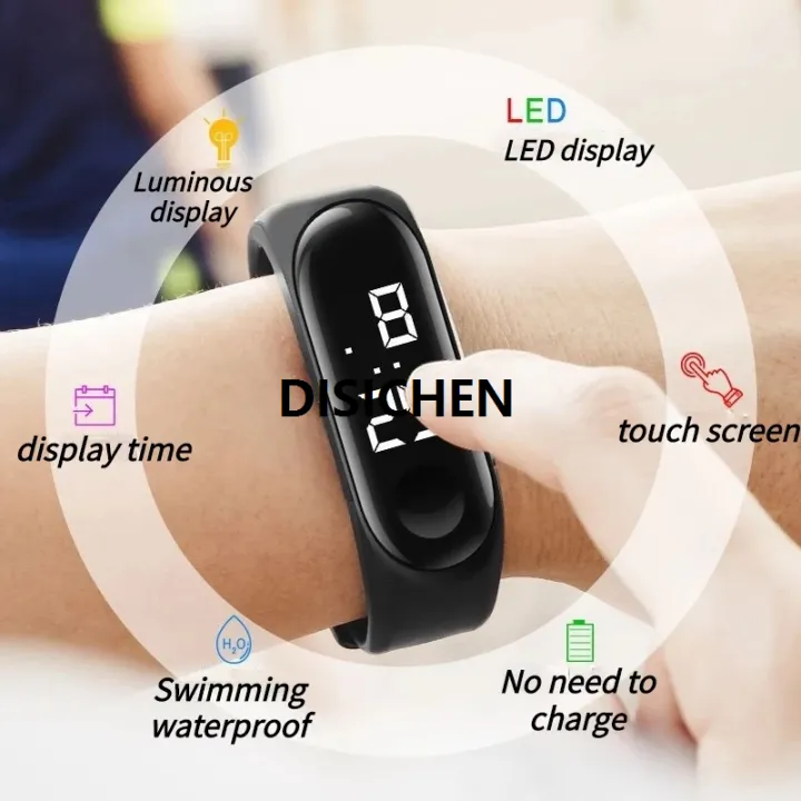 DISICHEN%20M3%20Led%20Watch%20Color%20Screen%20Smart%20Sports%20Bracelet%20Running%20Swimming%20Waterproof%20Touch%20Heart%20Rate%20Men's%20And%20Women's%20Silicone%20Watch%20Affordable%20-%20Image%202