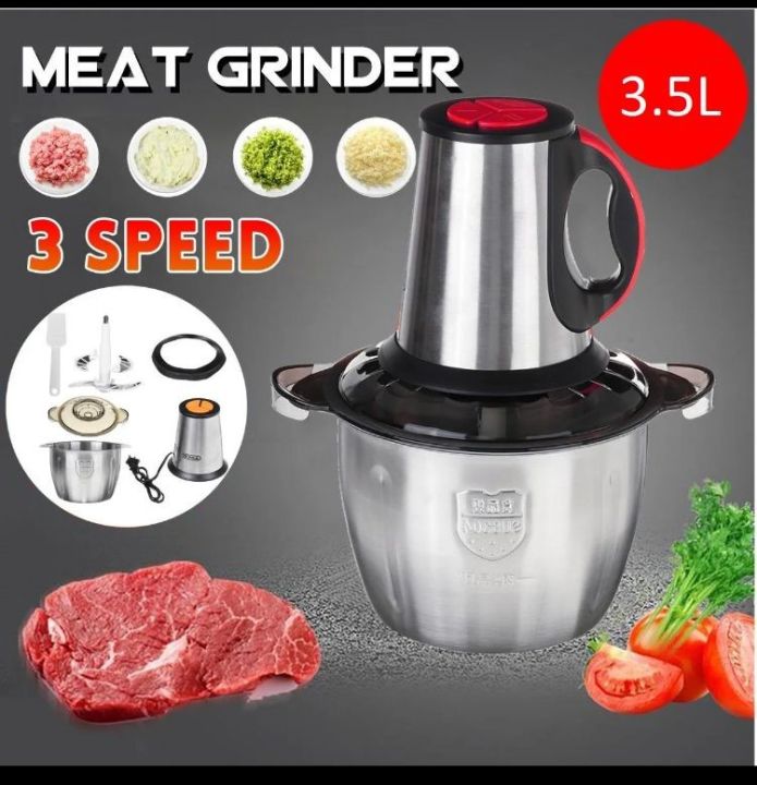 Electromax Electric Chopper Meat Grinder, 3.5L Meat & Vegetable Grinder Chopper Blender , Metal Body 4 Blade