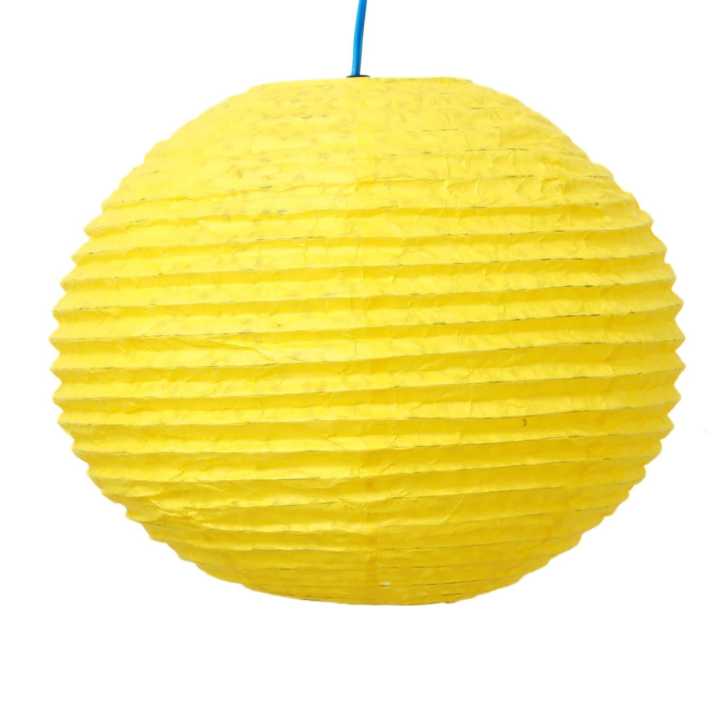 Yellow self flower design  Lokta Paper Handmade Hanging Lampsize 11*11 inch