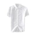 Half Sleeves Plain Soft Cotton Casual Shirt For Men - White | Fashion Half Sleeves Cotton Shirt For Men. 