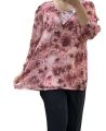 Stylish Summer Plus Size V-Neck Long Sleeves Floral Printed Tops. 