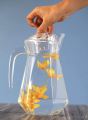 Glass Pitcher With Plastic Lid, Drinking Beverage Jug, Glass Water Jug. 