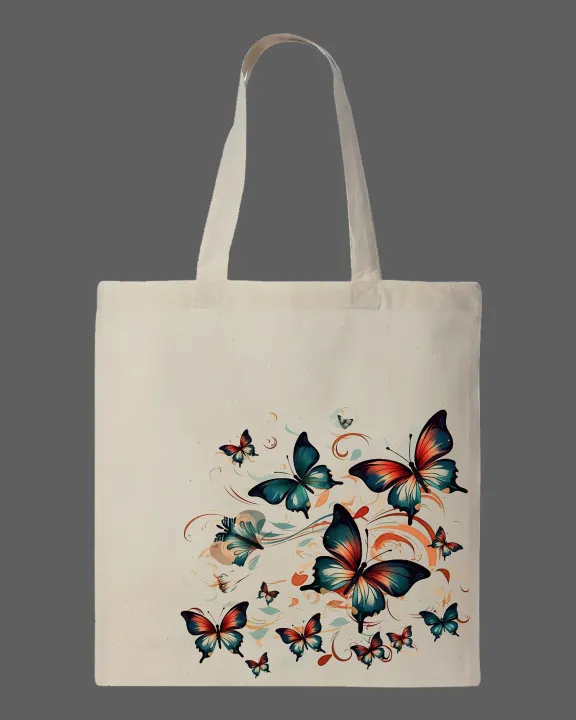 Flying%20Butterflies%20Swirl%20Graphic%20Printed%20Canvas%20Tote%20Bag%E2%80%93%20Eco-Friendly%20Cotton%20Shoulder%20Shopping%20Bag-White,%20Black%20-%20Image%202