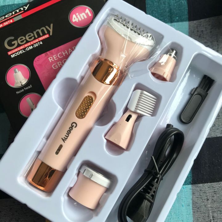 Geemy GM-3074 4In1 Electric Razor For Women Painless Hair Removal Epilator Face Body And Bikini Line Shaver For Women