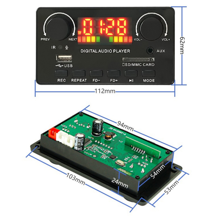 MP3%20WMA%20Decoder%20Board%20Wireless%20Bluetooth%205.0%207V-25V%20Decoder%20Car%20MP3%20Player%20USB%20Record%20Module%20FM%20AUX%20Radio%20for%20Speaker%20-%20Image%202