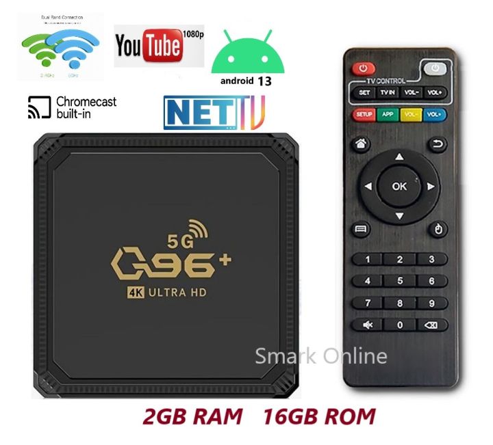 Q96 Android 13 Smart TV Box, 2+16GB 5G Wifi