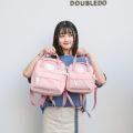 Portable Solid Color Parent-Child Backpack Canvas Zipper Mommy Bag Adjustable School Bag Women. 