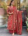 Fabdale 3 Piece Floral Print Viscose Rayon Kurta Suruwal Set with Dupatta | Salwar Suit for Women (DVST-009). 