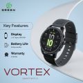 Green Vortex Metallic Fitness Smartwatch | 1.43" Super AMOLED Display | Bluetooth Calling | IP67 Water Resistance | 123 Sports Modes |  Luxury Sporty Design | BLE3.0 + 5.3 BT Version | 380Mah Battery | Low-Power Consumption Mode| 30 Days Stand By Back Up. 