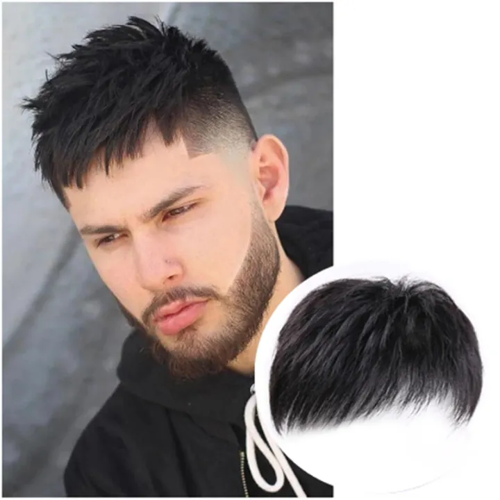 Natural%20Breathable%20Hair%20Extensions%20Synthetic%20Men%20Closure%20Wig%20Piece%20Men's%20Head%20Repair%20Block%20Forehead%20Baldness%20Cover%20Hat%20Wigs%20-%20Image%202