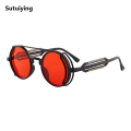 Sutuiying Classic Gothic Steampunk Sunglasses Luxury Brand Designer High Profesional Quality Men and Women Retro Round Pc Frame Sunglasses. 