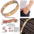 Gold Plated Bio Magnetic Bracelet – 4 in 1 Magnets, Far Infrared, Germanium, and Negative Ions Health Energy Power Therapy Bracelet for Men & Women. 